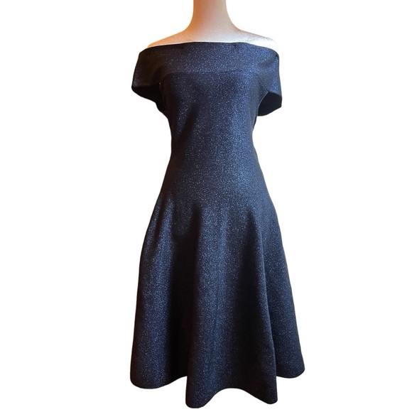 NWT Ted Baker Shelbiy Knitted Bardot Skater Dress. Navy Blue. Size 3 (US Size 6) - Picture 3 of 13